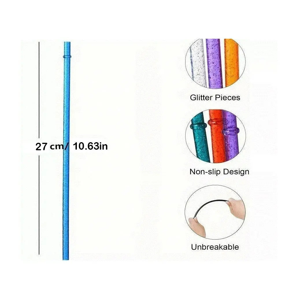 Reusable Gold Powder Plastic Straw Milk Tea Coffee Cup Accessories