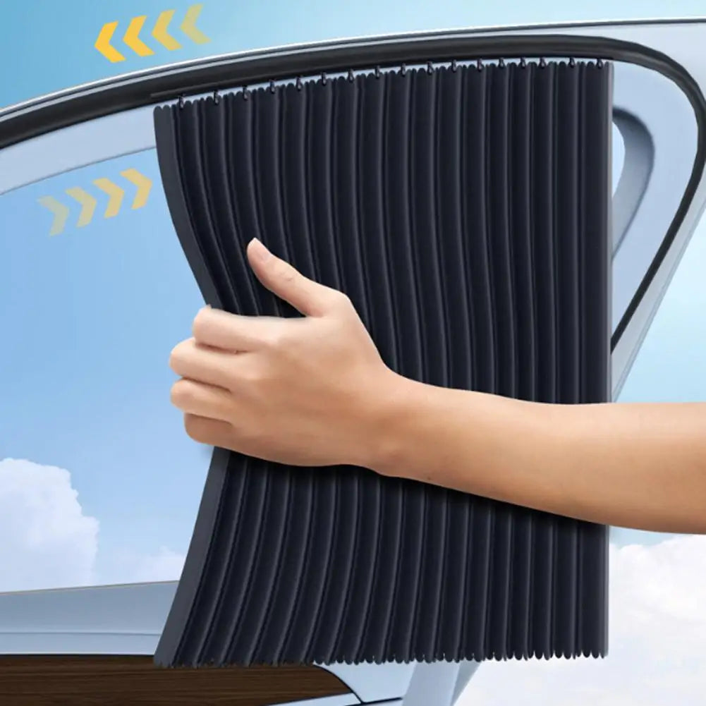 Black Gray Car Privacy Sunshade Embedded Car Curtains Retractable Sliding Rail Car Interior Private Sunscreen Side Window Cloth Vue