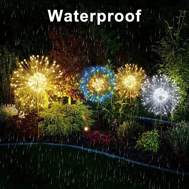 NEW Garedn Solar Fireworks Lights Outdoor Waterproof Solar Garden Lights 8 Lighting Modes with Remote Control Decorations Light Vue