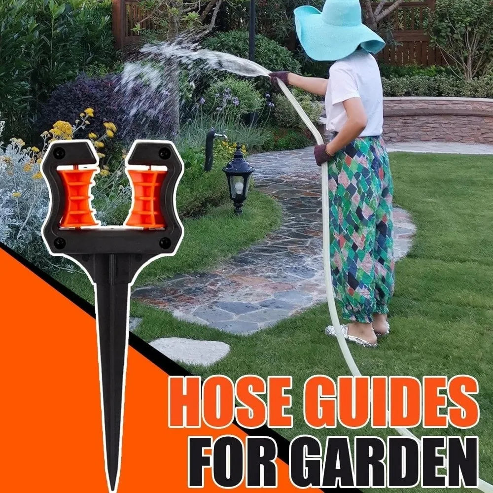 2Pcs Anti-Kink Garden Hose Guide Stake Ground Spike Roller Wheel Water Pipe Guide Heavy Duty Plastic Water Pipe Positioning Tool Vue