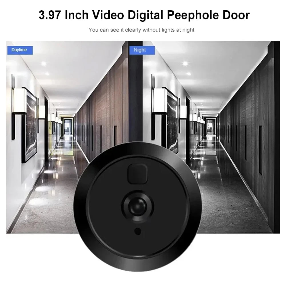 Digital Magic Eye Electronic Viewfinder Night Vision Safety Door Viewer 3.97in LCD Screen Video Digital Door Viewer 1080P Camera Vue