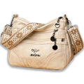 Women Vintage Grey Canvas Shoulder Bag Multi Pocket Crossbody