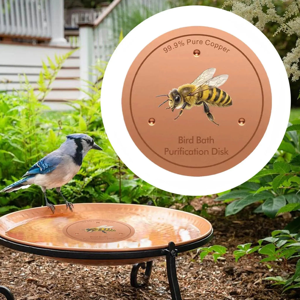 Metal Disc for Bird Bath Bee Pattern Filtration Ornaments Bird Bath Metal Purification Disk for Outdoor Garden Deck Patio Bowl Vue