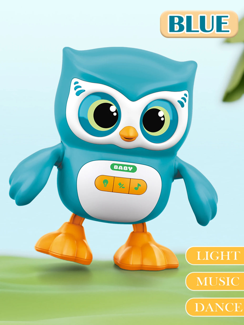 Cute Animals Electronic Toy, Owl Duck Pet with Music Light Dancing Adjustable Volume Moving Robot Mode for Children Vue Blue
