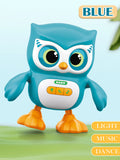 Cute Animals Electronic Toy, Owl Duck Pet with Music Light Dancing Adjustable Volume Moving Robot Mode for Children Vue Blue