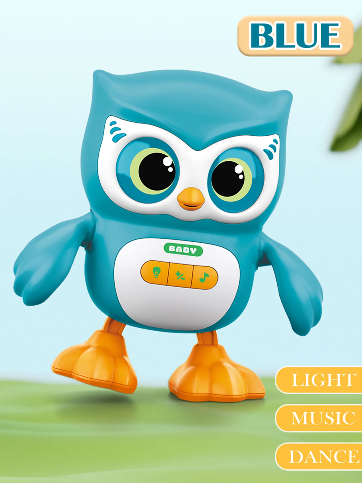 Cute Animals Electronic Toy, Owl Duck Pet with Music Light Dancing Adjustable Volume Moving Robot Mode for Children Vue Blue