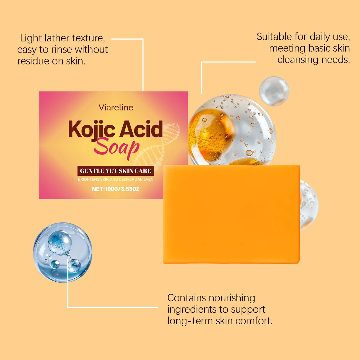 Kojic Acid Body Soap -Gently Cleanses Skin All Over the Body,Leaves a Long-Lasting Fragrance, and Nourishes for Soft,Smooth Skin Vue