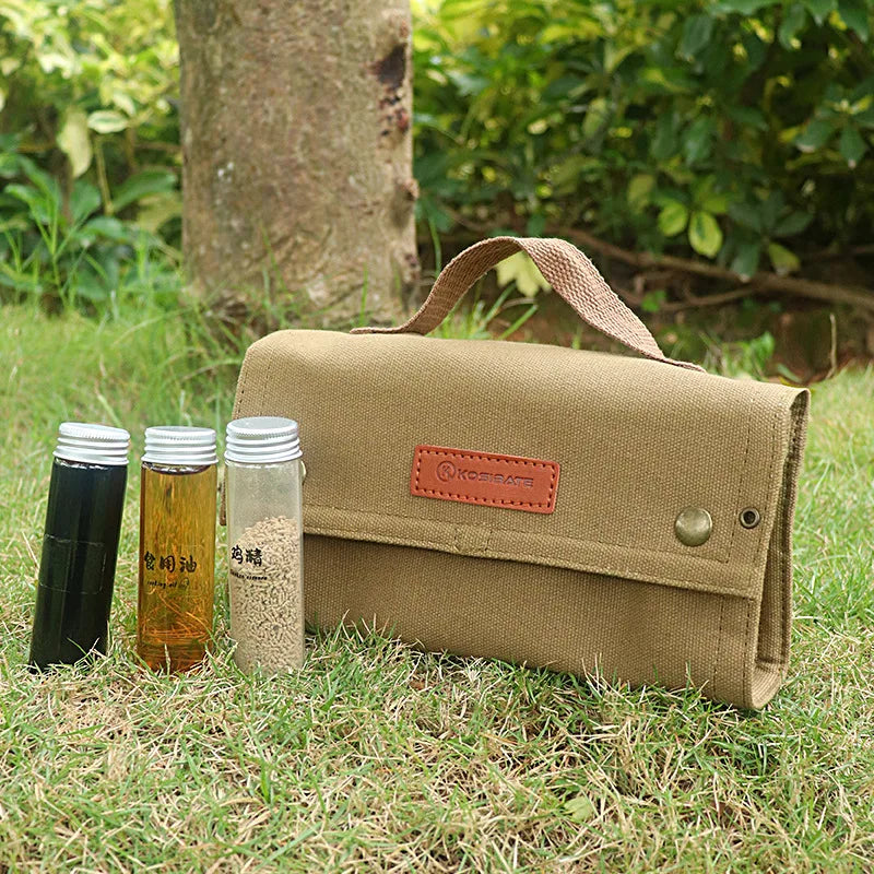 New Portable Outdoor Picnic BBQ Spice Storage Bag, Camping Barbecue Seasoning Bottle Vue