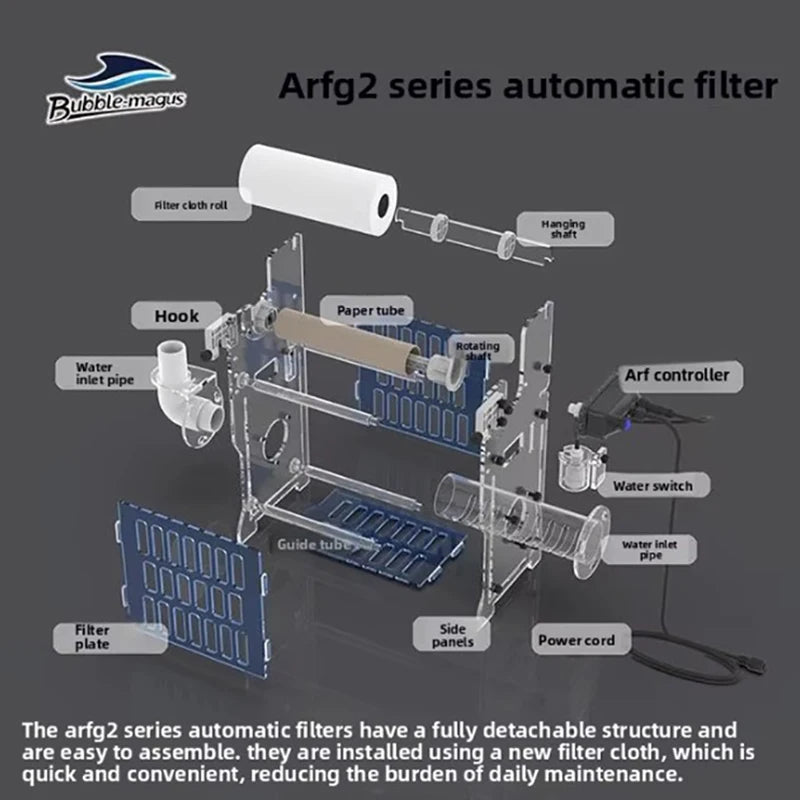 BM-ARF Automatic Aquarium Filter 25W Rectangular Paper Roller Machine Dry Wet Separation Fish Tank Sea Tank Coral Tank Filter Vue