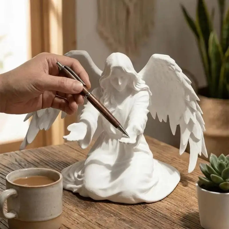 3D Printed Plastic Angel Pen Stand Desktop Organiser Rack Pen Holder Plastic Non-Slip Base Stable Desktop Organizer Gift Idea Vue