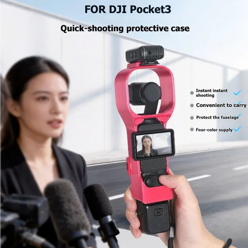 Hot-For DJI Osmo Pocket 3 Protective Case - Camera Screen Compatible With Fill Light And Microphone Vue