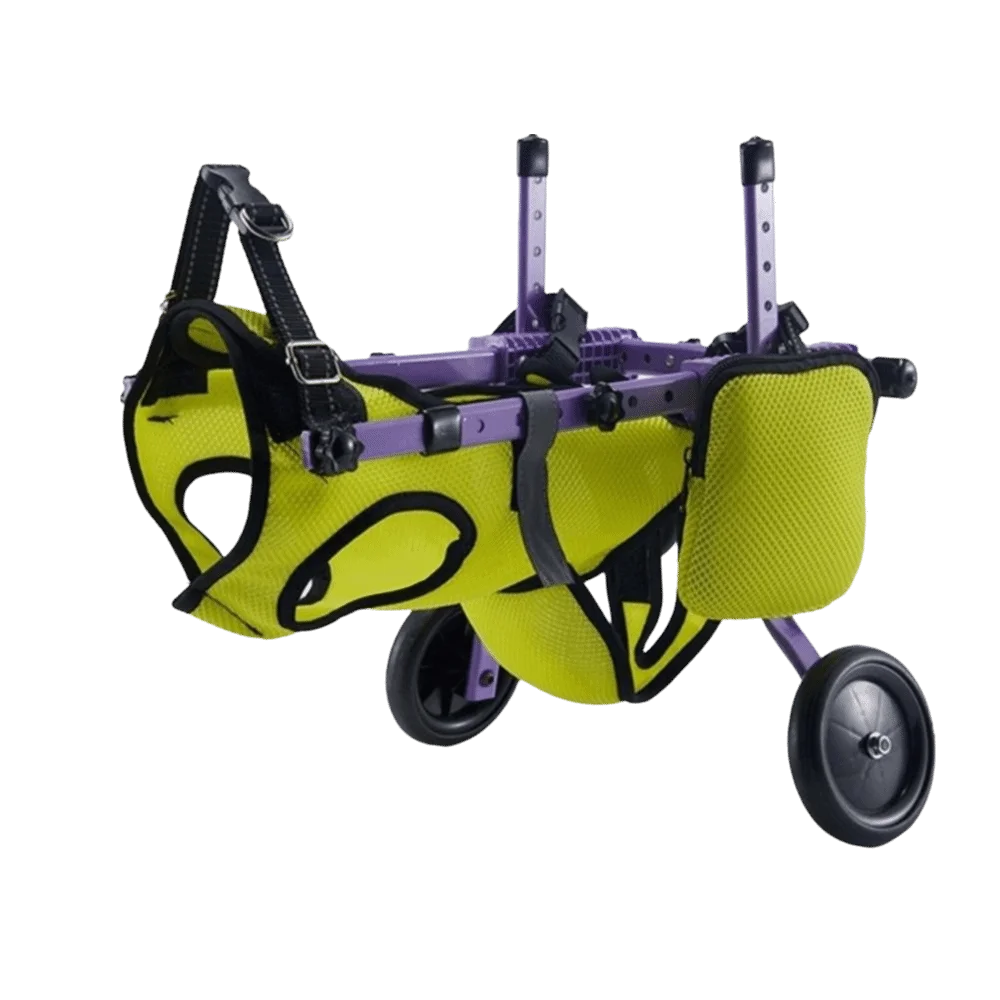 Adjustable Dog Wheelchair Hind Leg Support Breathable Cat Recovery Aid Car with Wheels Pet Hind Legs Bracket Disabled Pet Vue Yellow