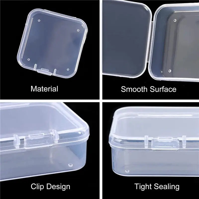 ABKW-80 Pack Pack Clear Plastic Beads Storage Containers Box With Hinged Lid For Small Items, Diamond, Beads (2.2X2.2X0.79In) Vue