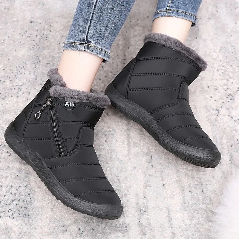 Women's Men Winter Snow Boots Side Zipper Velvet Lined Ankle Boots Winter Snow Boots Vue