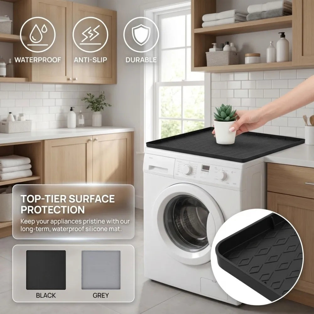 Non-Slip Washing Machine Protector Mat Dust-Proof Thickened Washer and Dryer Top Protector Mat Easy To Clean Washable Vue