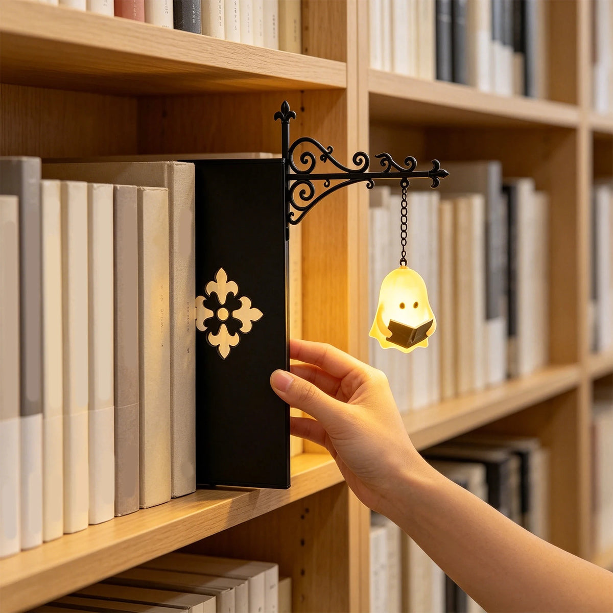 Halloween Vintage Warm Glow Bookend Shelf Lamp Book Stopper for Office Reading Room Desk Decoration Reader Gift Vue Style C