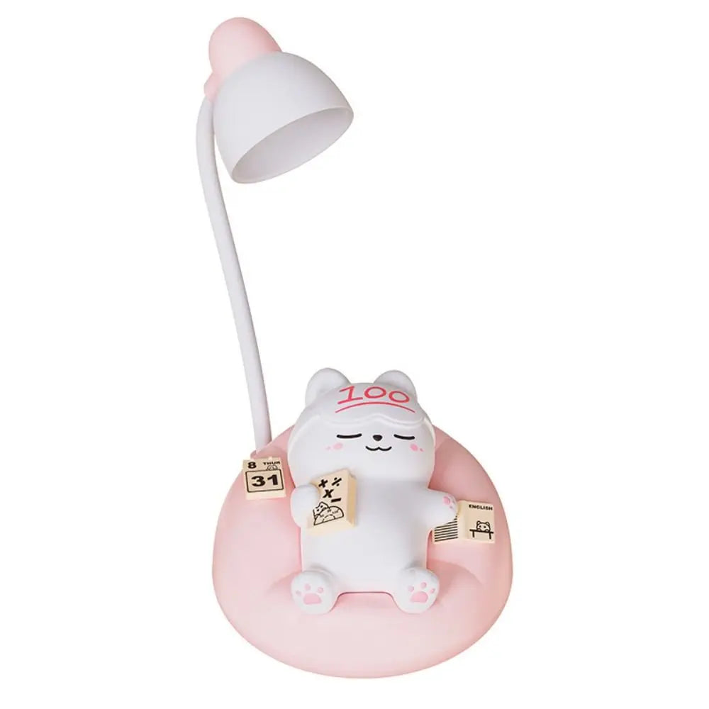USB Charging Sleeping Cat Night Light Eye Protection Dimming Bedside Table Lamp Desktop Soft Light Sleeping Atmosphere Light Vue pink