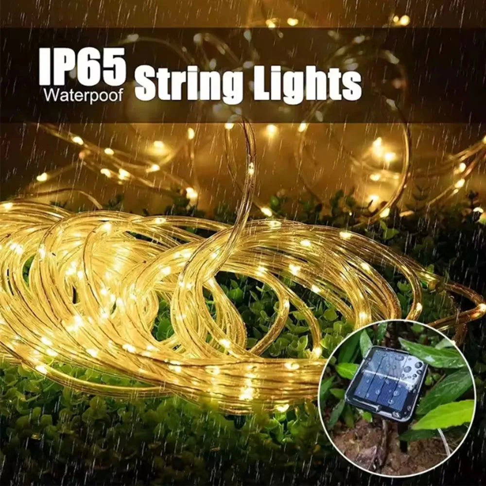 LED Solar Tube Rope Garland Lights Outdoor Waterproof Glow Fairy String Lamp For Garden Terrace Yard Fence Holiday Home Decor Vue