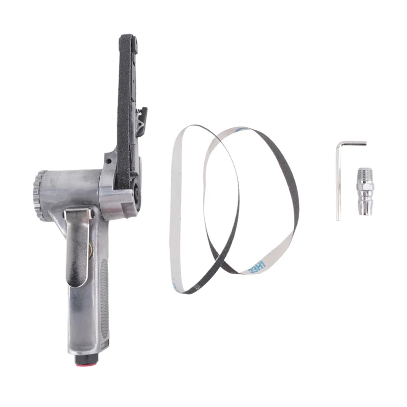 3/8Inch Air Belt Sander Air Angle Grinding Sanding Machine +Sanding Belts For Air Compressor Sanding Small Vue Silver Small NONE