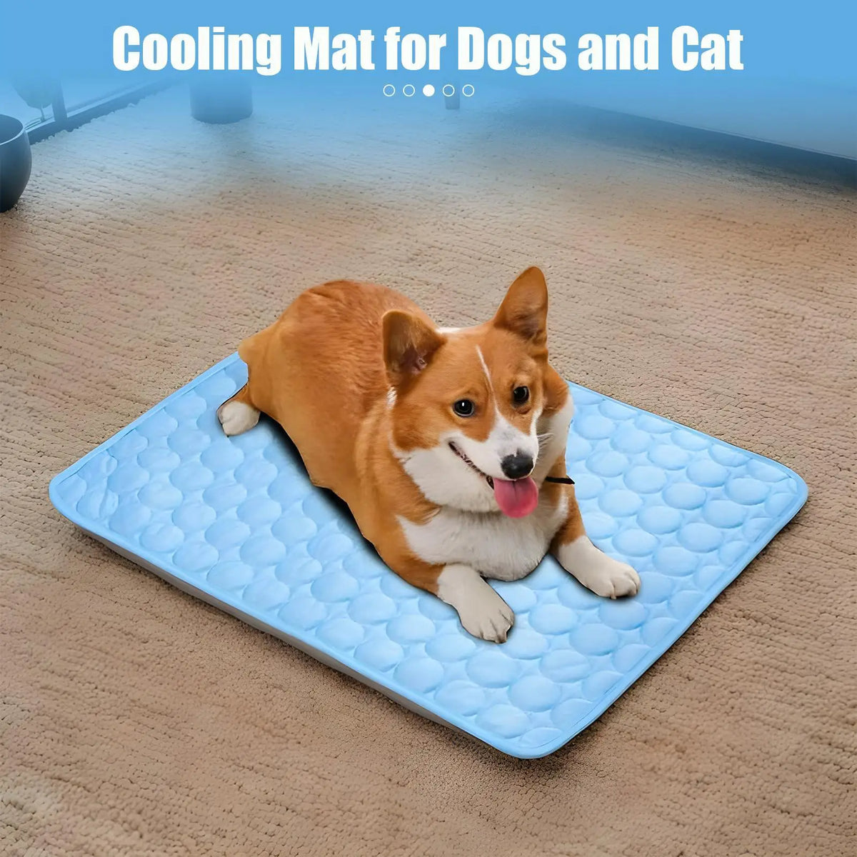 Ice-Silk Pet Cooling Mat, Breathable Washable Tear-Resistant Summer Pad, Portable Cool Mat for Dogs Cats, Camping Travel Beach Vue