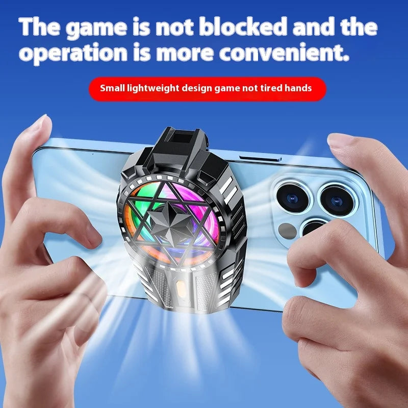 Mobile Phone Radiator with RGB Light Phone Gaming Radiator 3 Speed Adjustable Snap-On Cooling Fan for Outdoor Vlog Mobile Gaming Vue