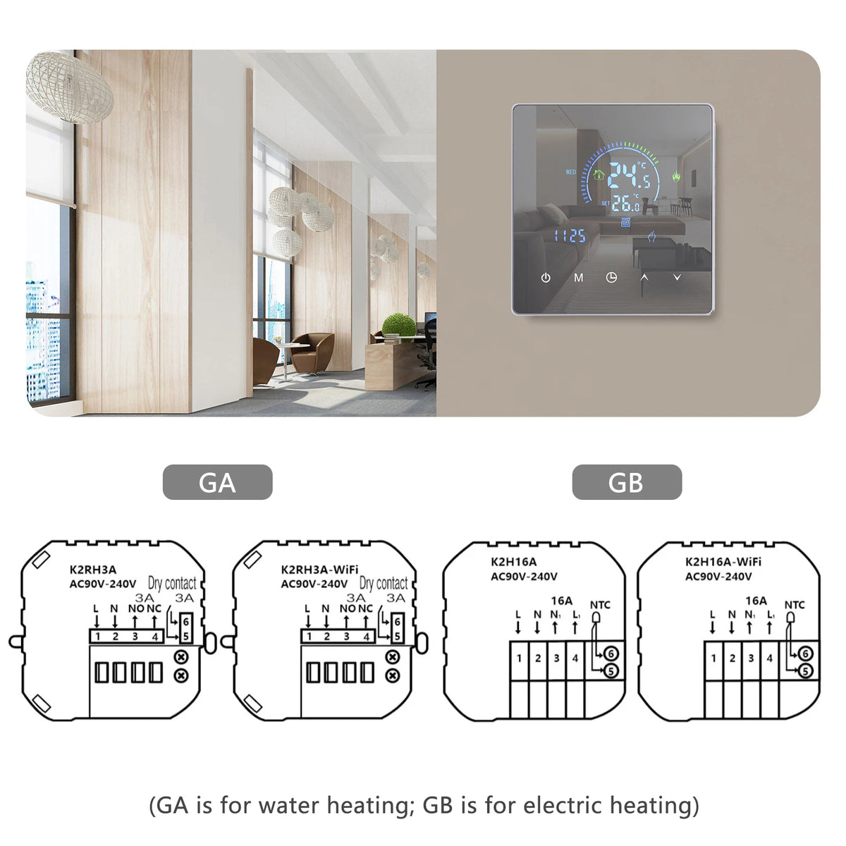Smart Intelligent Thermostat Temperature Controller for Water Heating Equipment LCD Display Touch Button Programmable Vue