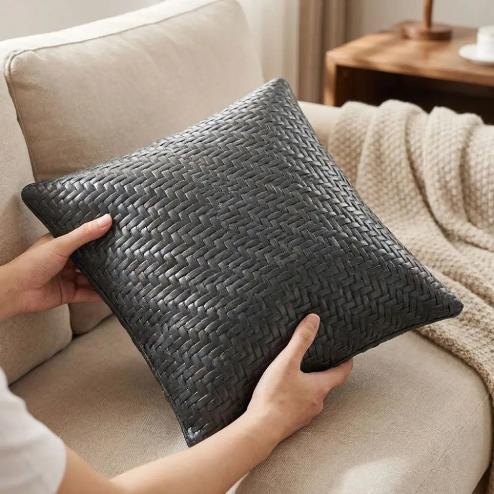 Imitation Rattan Weaving Summer Cooling Pillow Covers Solid Color Skin-friendly Ice Mat Pillow Covers Chinese Style Detachable Vue