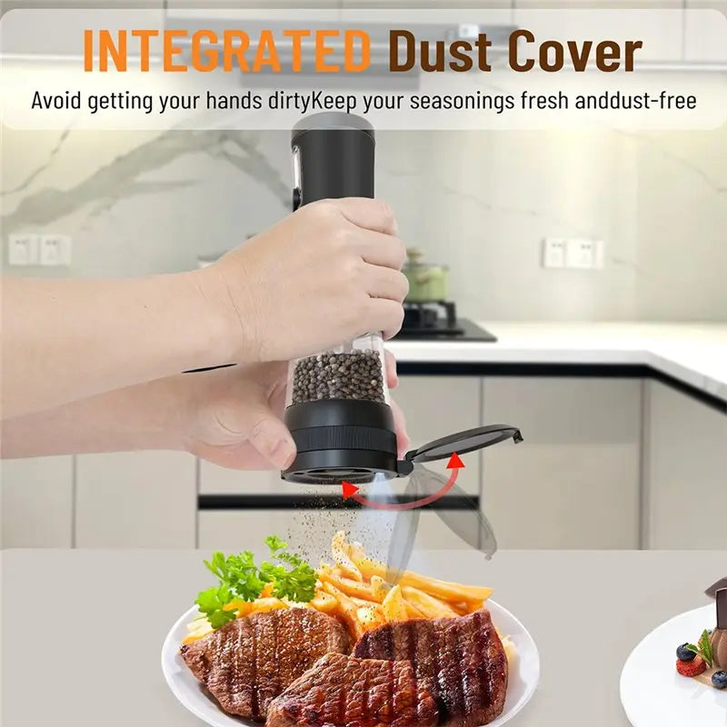 ABKW-Salt And Pepper Grinder Set Rechargeable Salt Grinder Automatic Pepper Grinder With Base Vue