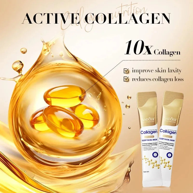 Sadoer Collagen Anti-Wrinkle Sleeping Mask 4Ml/Pc Deep Hydrating Moisturizing Disposable Facial Mask Vue