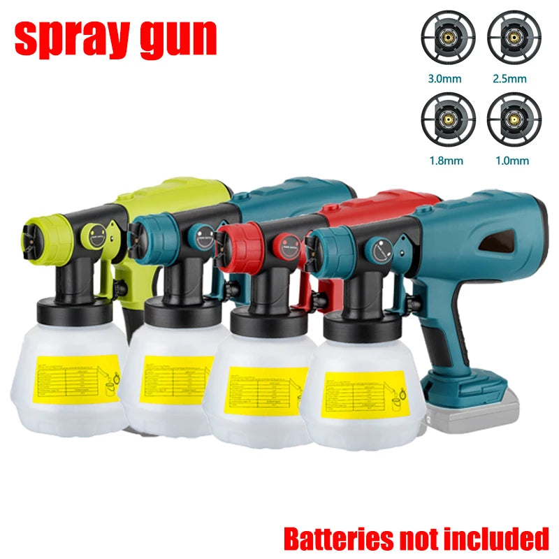 Cordless Paint Spray Gun Power Tool Accessory for Makita/Bosch/Milwaukee/RYOBI 18V Lithium Batteries for Indoor and Outdoor Use Vue