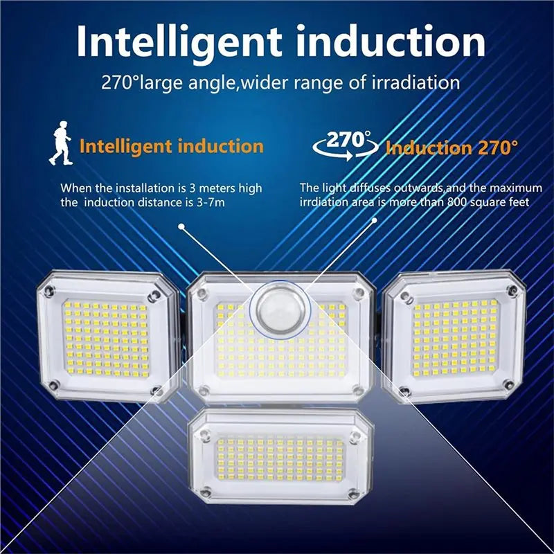 ABKW-2 Pack Solar Lights Outdoor Motion Sensor Security Lights With Remote 4 Heads IP65 Floodlights Vue