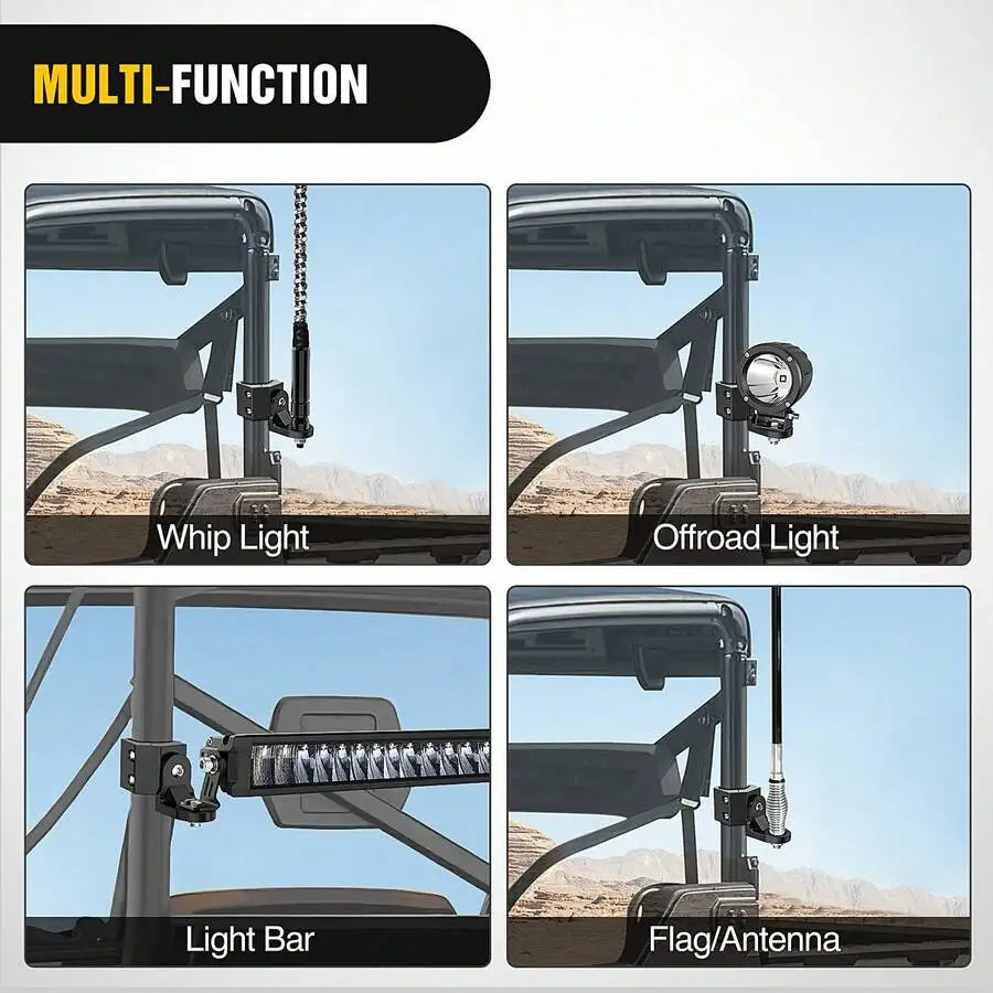 Nilight UTV Whip Light Mount Flag Antenna Mounting Bracket Adjustable For Pro-Fit Cage Compatible With Polari Ranger General Can Vue
