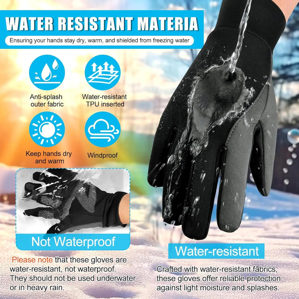 1-4Pairs Winter Gloves for Men Waterproof Windproof Touchscreen Thermal Fleece Lined Non Slip Palm for Cycling Driving Sports Vue