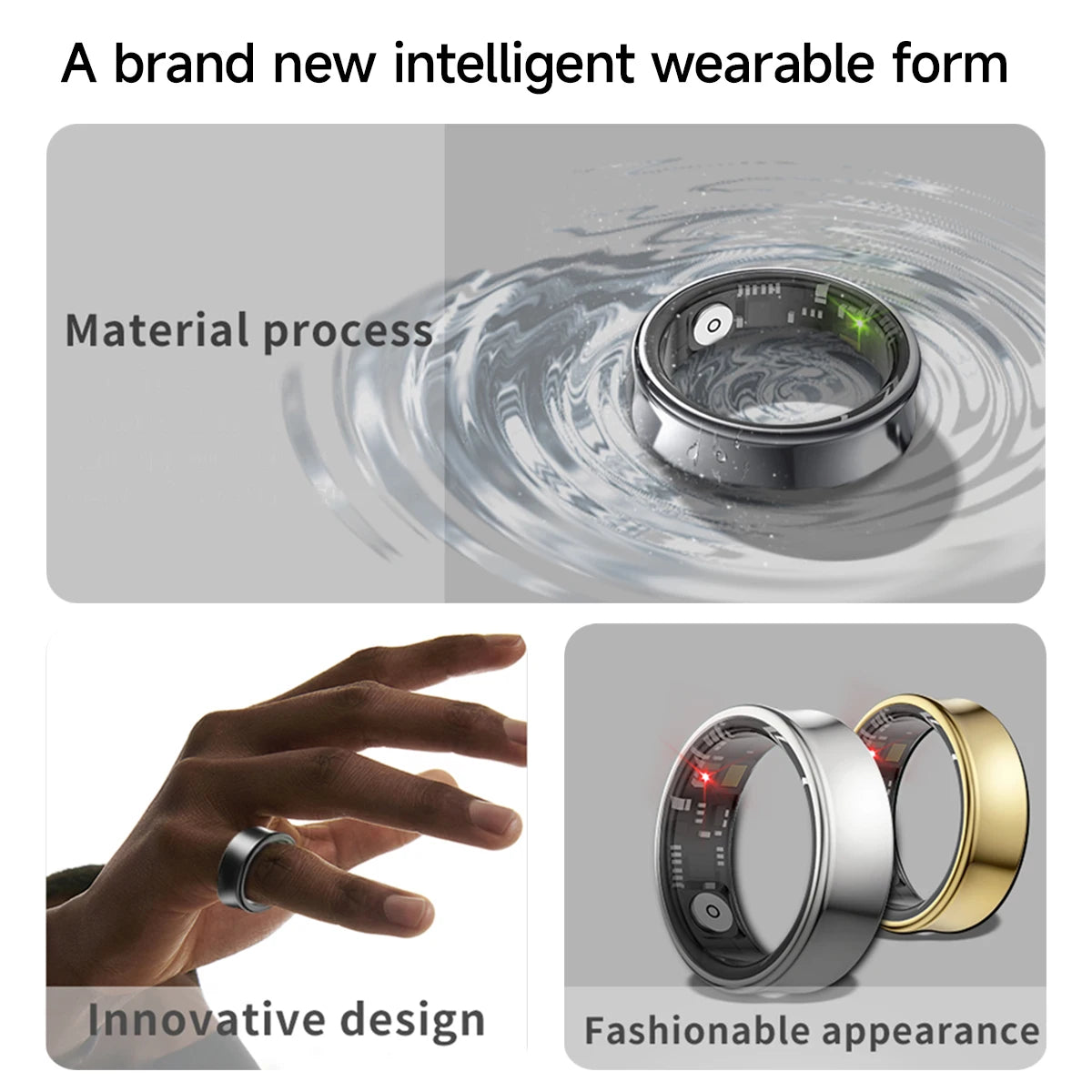 Smart Rings Health Monitor Sleep Tracker Heart Rate SpO2 Blood Oxygen Fitness Activity IP68 Waterproof for Android iOS Men Women Vue
