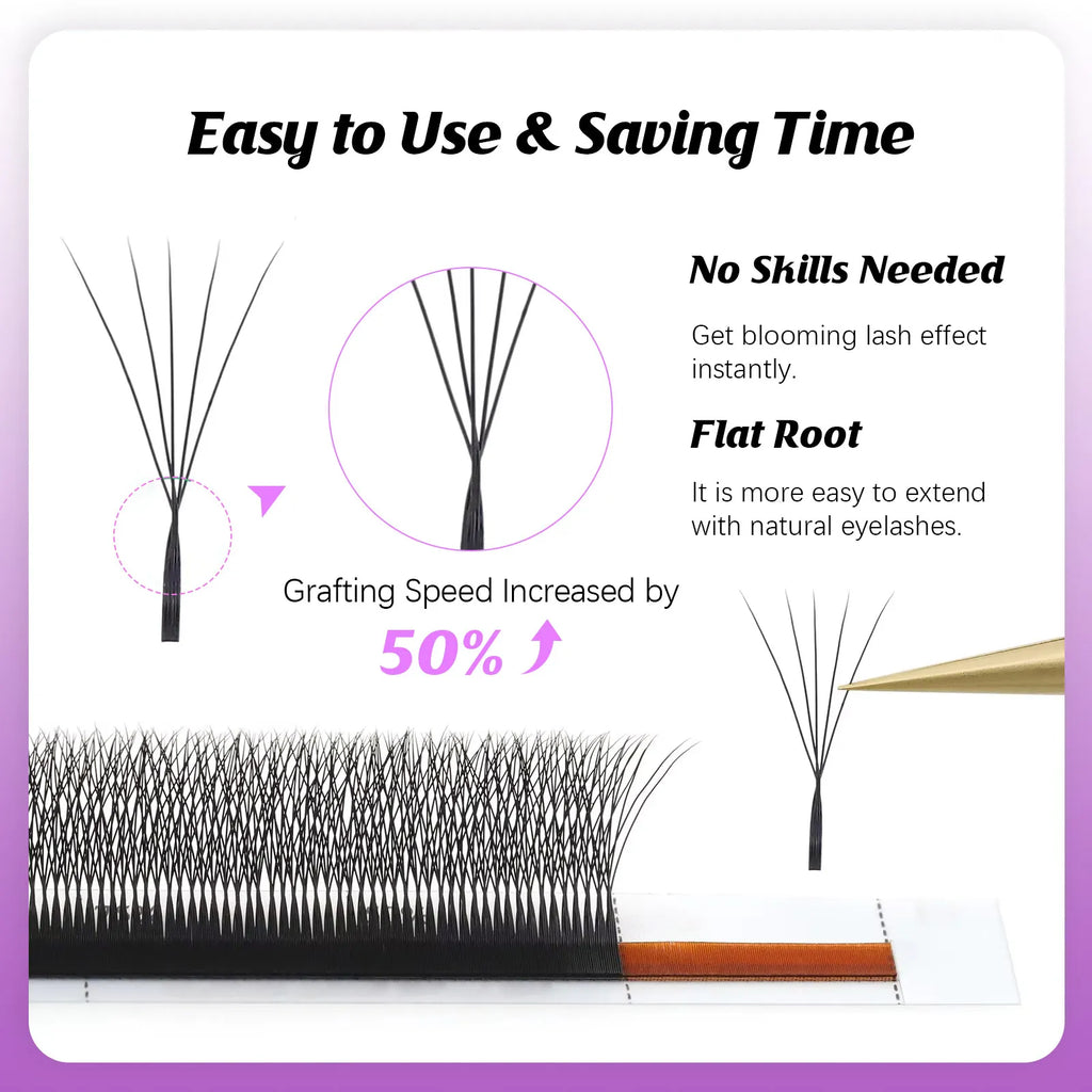 MASSCAKU V Shaped Eyelashes 3D-5D Narrow Premade Fans Lashes 0.07mm 8-15 Mix Fluffy Faux Mink W-Shaped Eyelash Extensions Beauty Vue