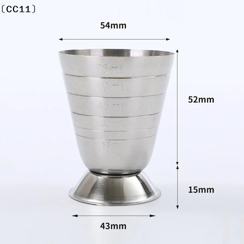 1 Bar Cocktail Glass Mixed Drink Measure Cup Stainless Steel Shaker Vue