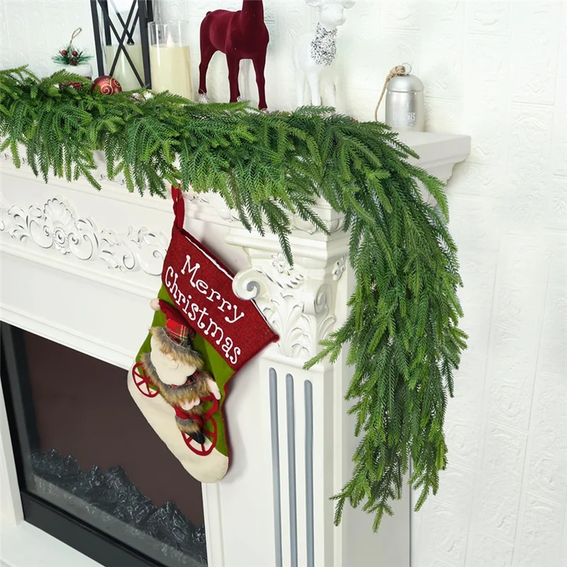ABKW-Real Touch Soft Drapey Bendable 5 Ft Christmas Cedar Garland For Staircase Lifelike Faux Xmas For Decoration Vue