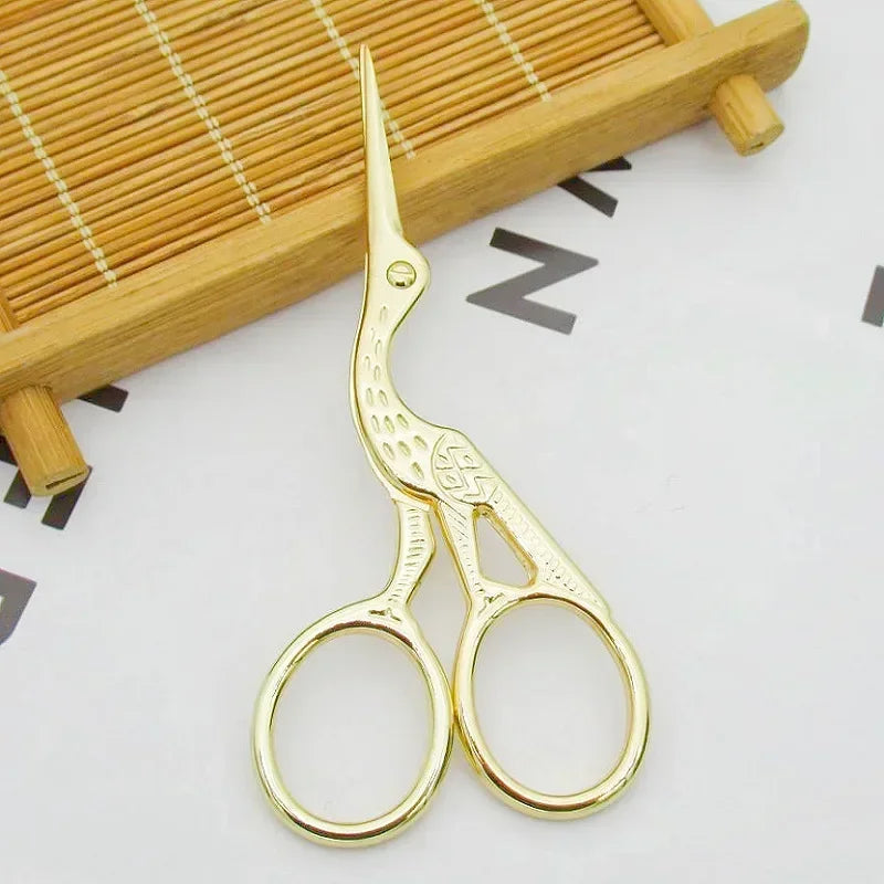 For Hair Scissors Round Head Type BeautyScissors Eyebrows Stainless Steel Nose Stork Nose Hair Beard Ear Hair Eyebrow Scissors Vue M62 Golden