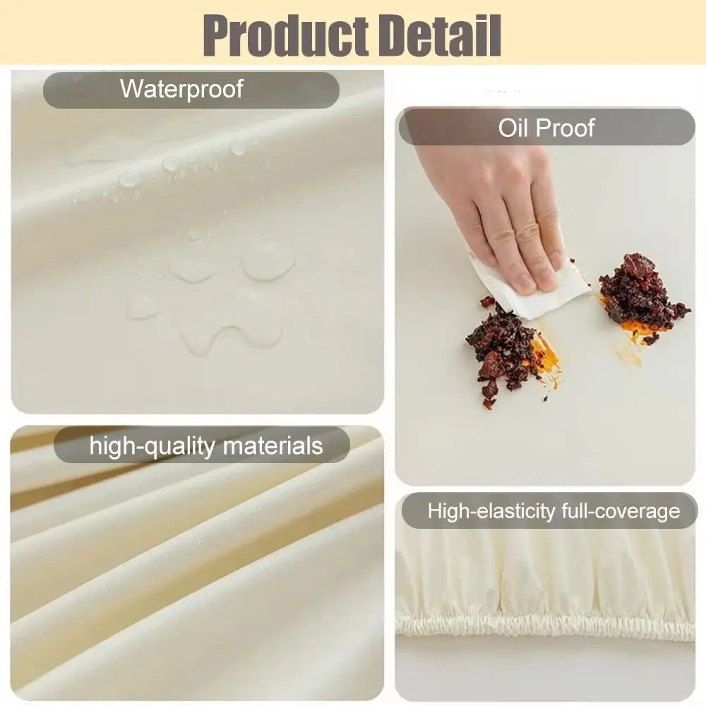 PU Leather Stretch Tablecloth Oil Proof Waterproof Round Table Cover 60/80cm Elastic Edged Desktop Cover Dining Table Vue