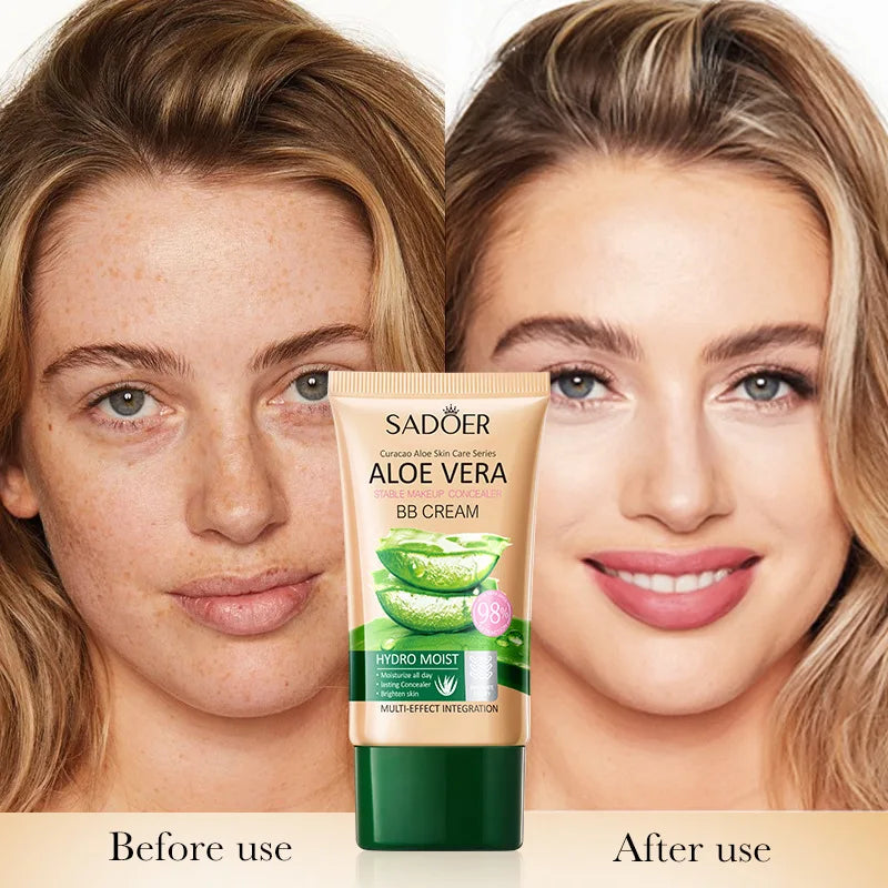 40g Aloe Vera Concealer Bb Cream, Contouring and Beautifying Makeup, Powerful Coverage Without Caking, Delicate Texture, Moisturizes the Skin, Available in Natural Color and Ivory White Vue