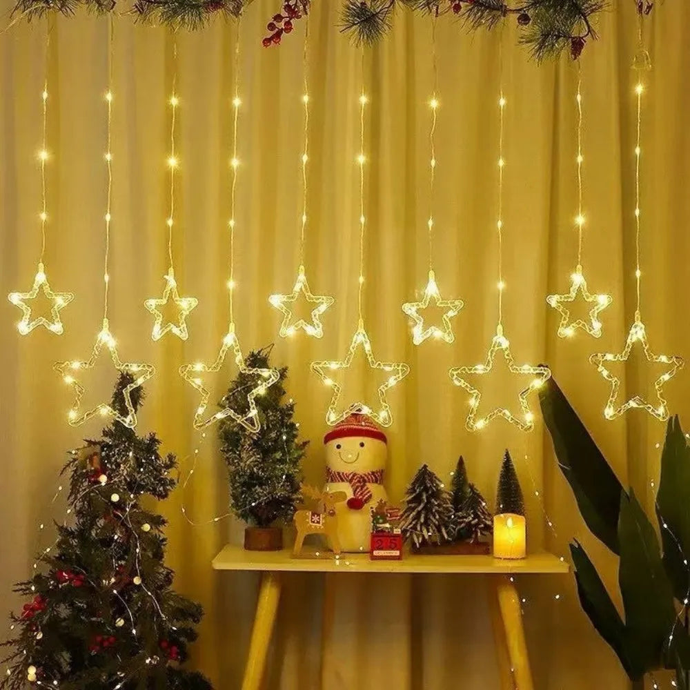 1PC 3M Star Curtain Light Christmas Ramadan Atmosphere Decorative Light USB Eight Modes Romantic Creative Luminous Light String Vue