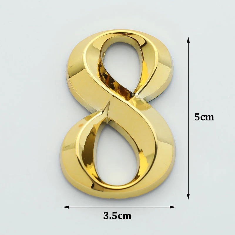 1PCS Gold Address Door Label Number #0-9 ABS Height 5cm Golden Home Sticker Modern House Hotel Apartment Door Plate Vue
