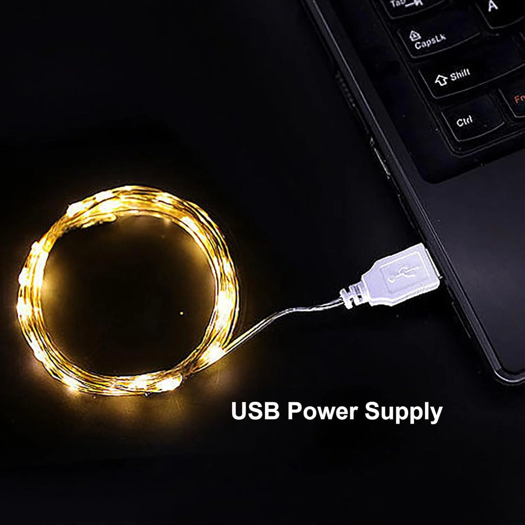 Fairy String Lights 20m 200LEDs Copper USB Powered String Light Waterproof Twinkle String Lights for Bedroom Christmas Party De Vue