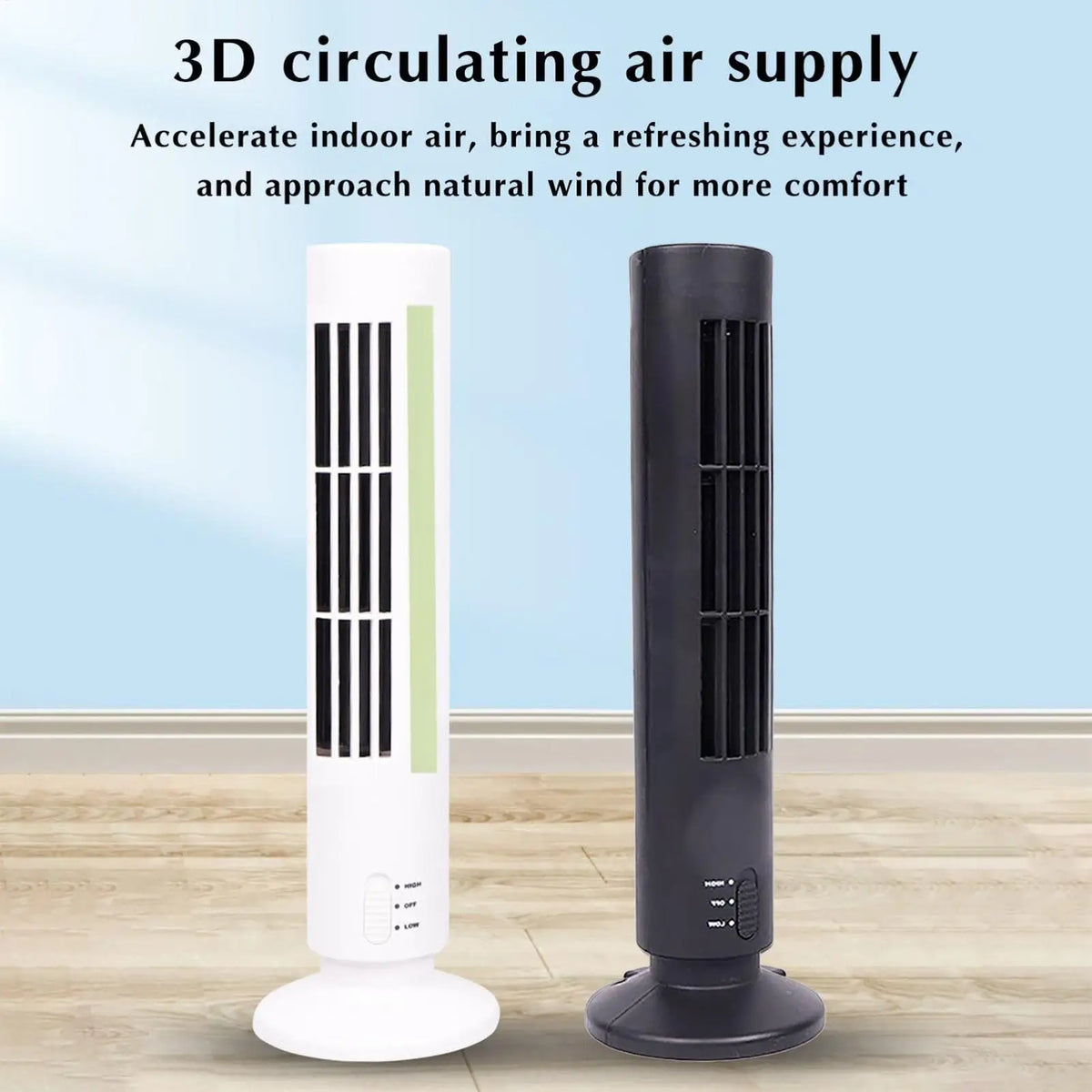 Versatile Portable Tower Fan, Low Noise & Space Saving, Plug-in Quiet Air Cooler for Bedroom, Office, Garage, Patio, Dorm Home Vue