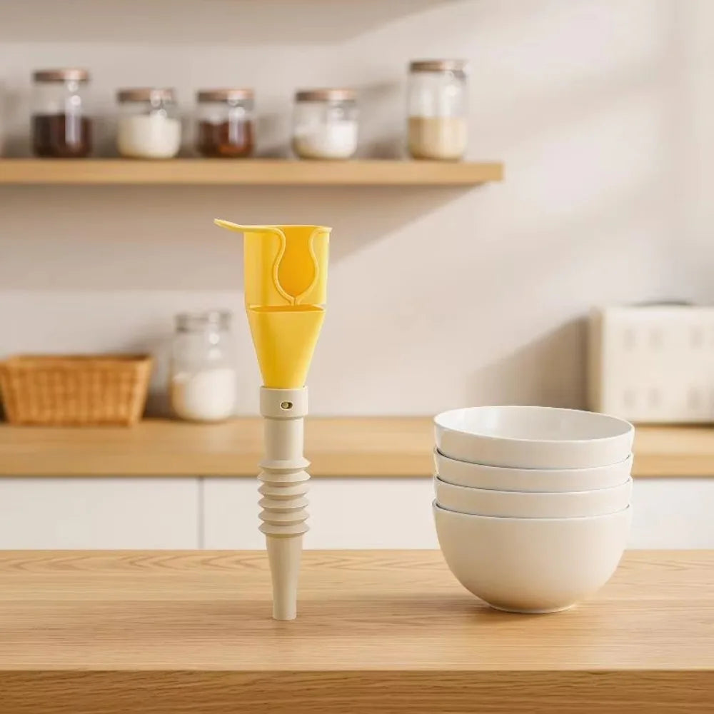 2PCS Telescopic Hose Extendable Kitchen Funnel Spill-Proof Heat-resistant Sauce Dispensing Funnel Wide-mouth Flexible Vue