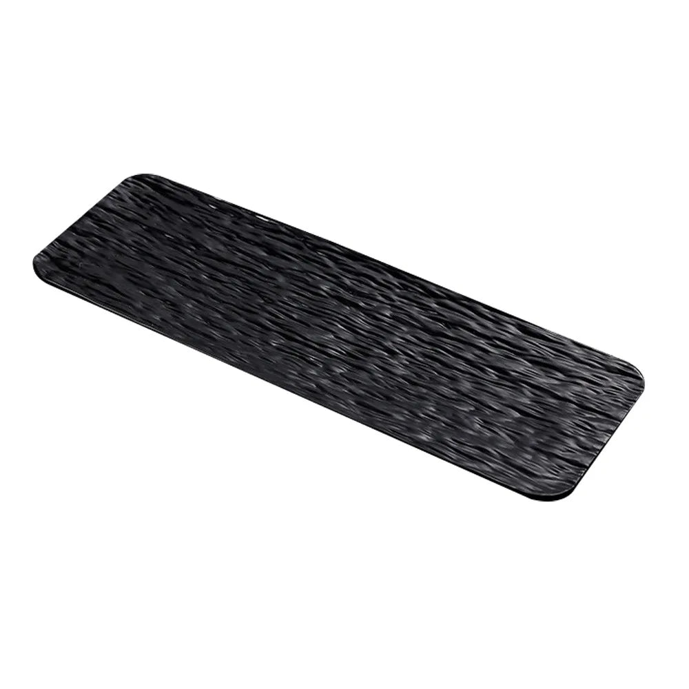 Multicolor Sushi Plate Stone Grain Flat Design Rectangular Long Shape Vue Black