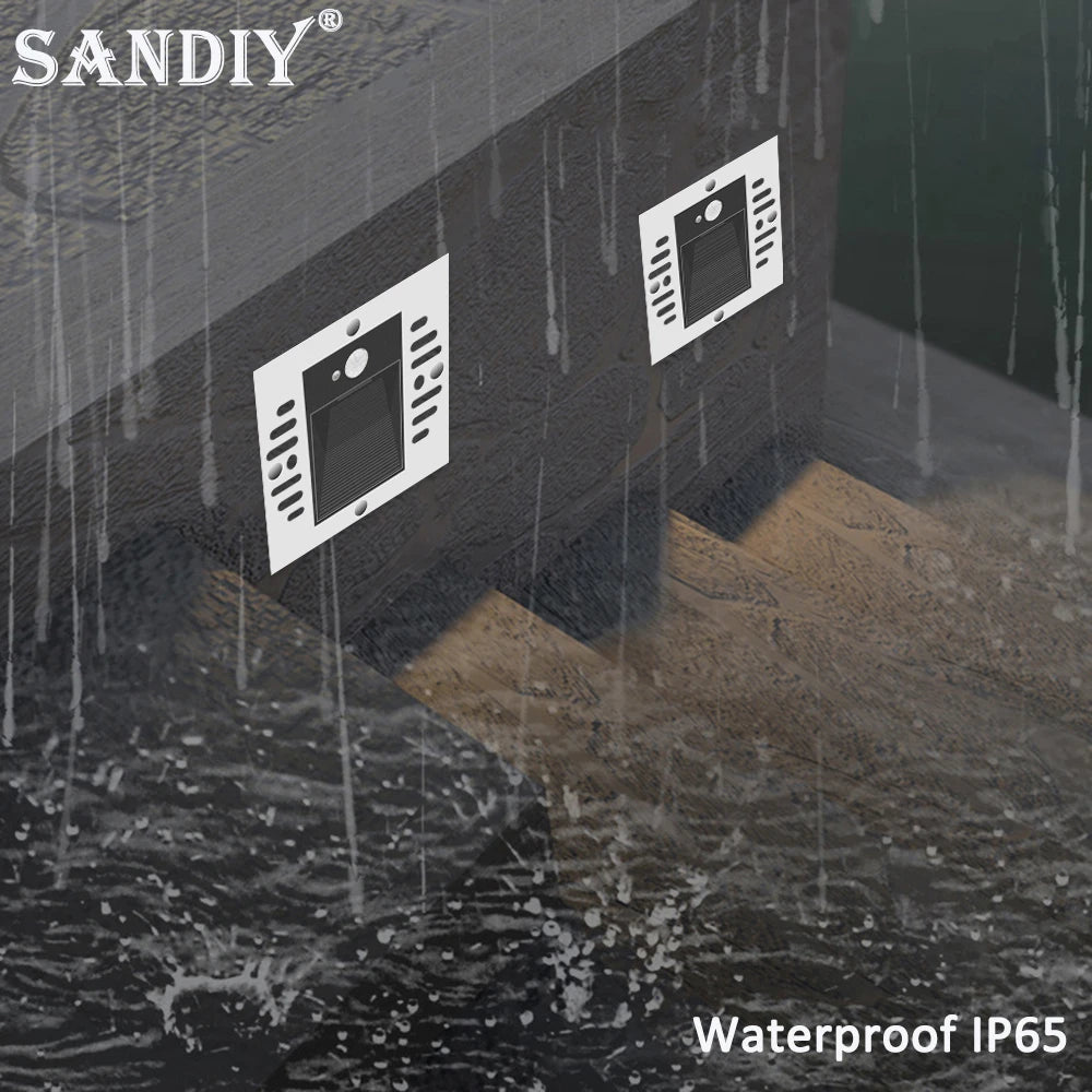 SANDIY LED Recessed Stair Light Motion Sensor IP65 Outdoor LED Step Wall Light Vue