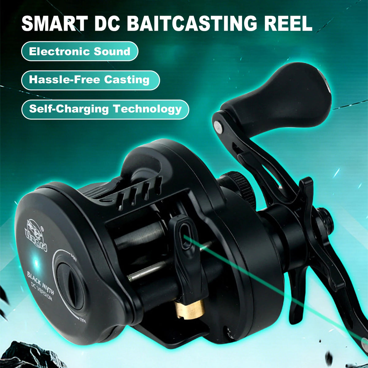 Dark God DC Baitcasting Reel Self-Charging Anti-Backlash Fishing Reel 7.2:1 Gear Ratio 5+1 Bearings 5KG Drag Universal Use Vue