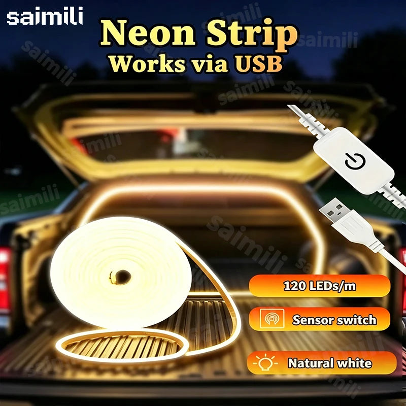 USB 5V Dimmable Waterproof LED Neon Light Strip Touch Sensor Switch Flexible Silicone Light Strip for Outdoor Home Decoration Vue