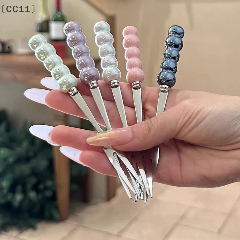CC113Pcs Stainless Steel Dinner Fork Long Handle Table Forks Korean